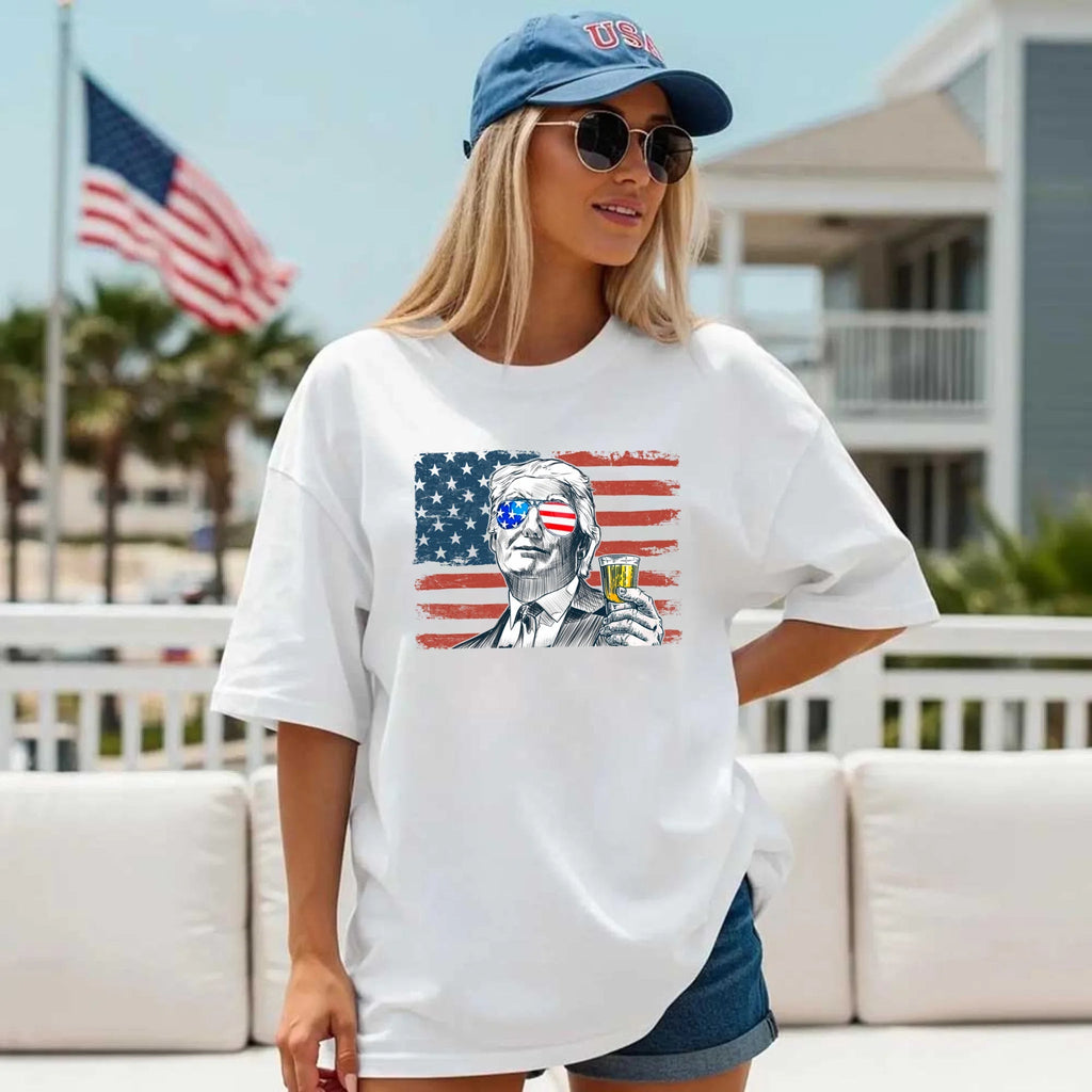 Donald Trump Drinking Party T Shirt Crew Neck Unisex